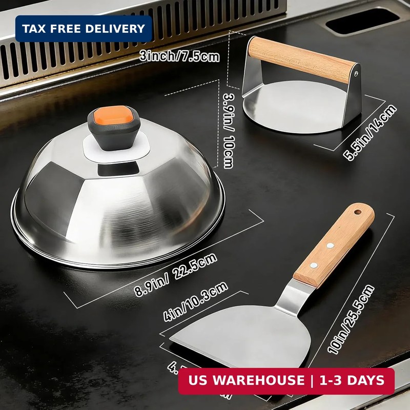 Smash Burger Press Kit - Burger Press, Melting Dome, Grill Spatula Hamburger Pre gallery
