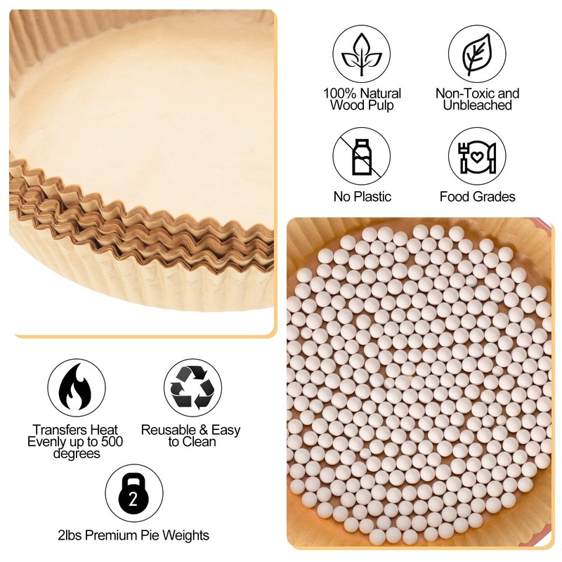1 Pack 2 lb White Pie Weights for Baking Crust Reusable 7.87 inches, gallery