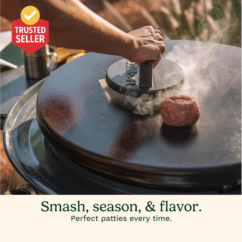 6.5" Cast Iron Smashed Burger Press, round Flat Edge Grill Press for Crispy Smas gallery