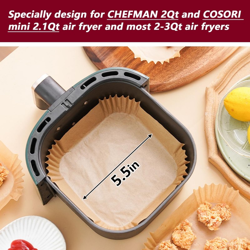 Air Fryer Liners for CHEFMAN 2 Qt Mini Fryer, 5.5 Inch, Natural gallery