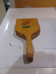 VTG 70s Wooden Hamburger Patty Press Handle Wall Hanging Mushroom Design 12″x5″