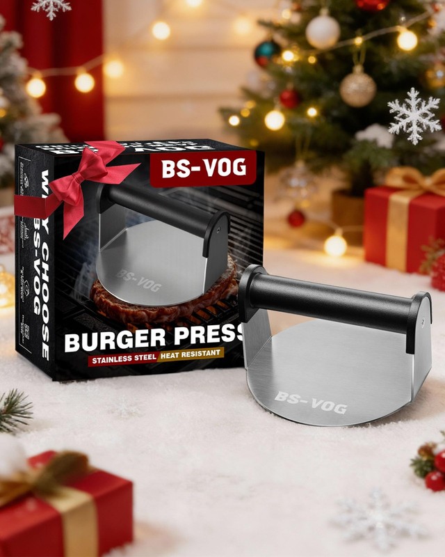 Burger Press, 6" Stainless Steel Burger Smasher for Griddle, Nonstick Round H... gallery