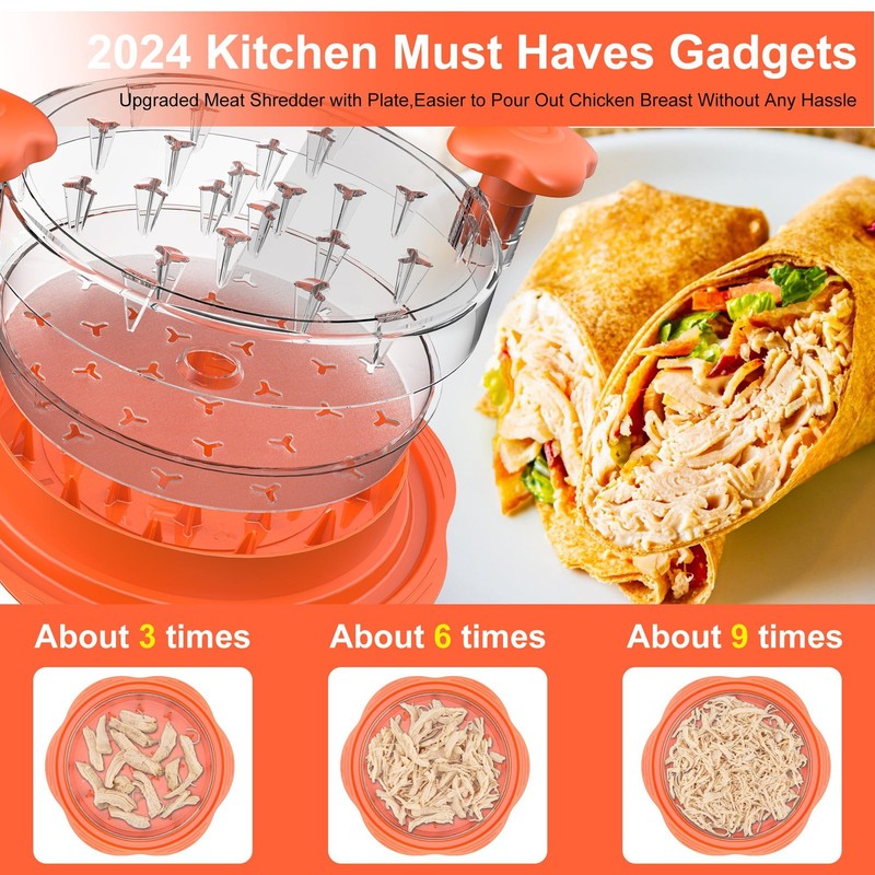 Chicken Shredder with Removable Plate - Manual Meat Large, Orange gallery