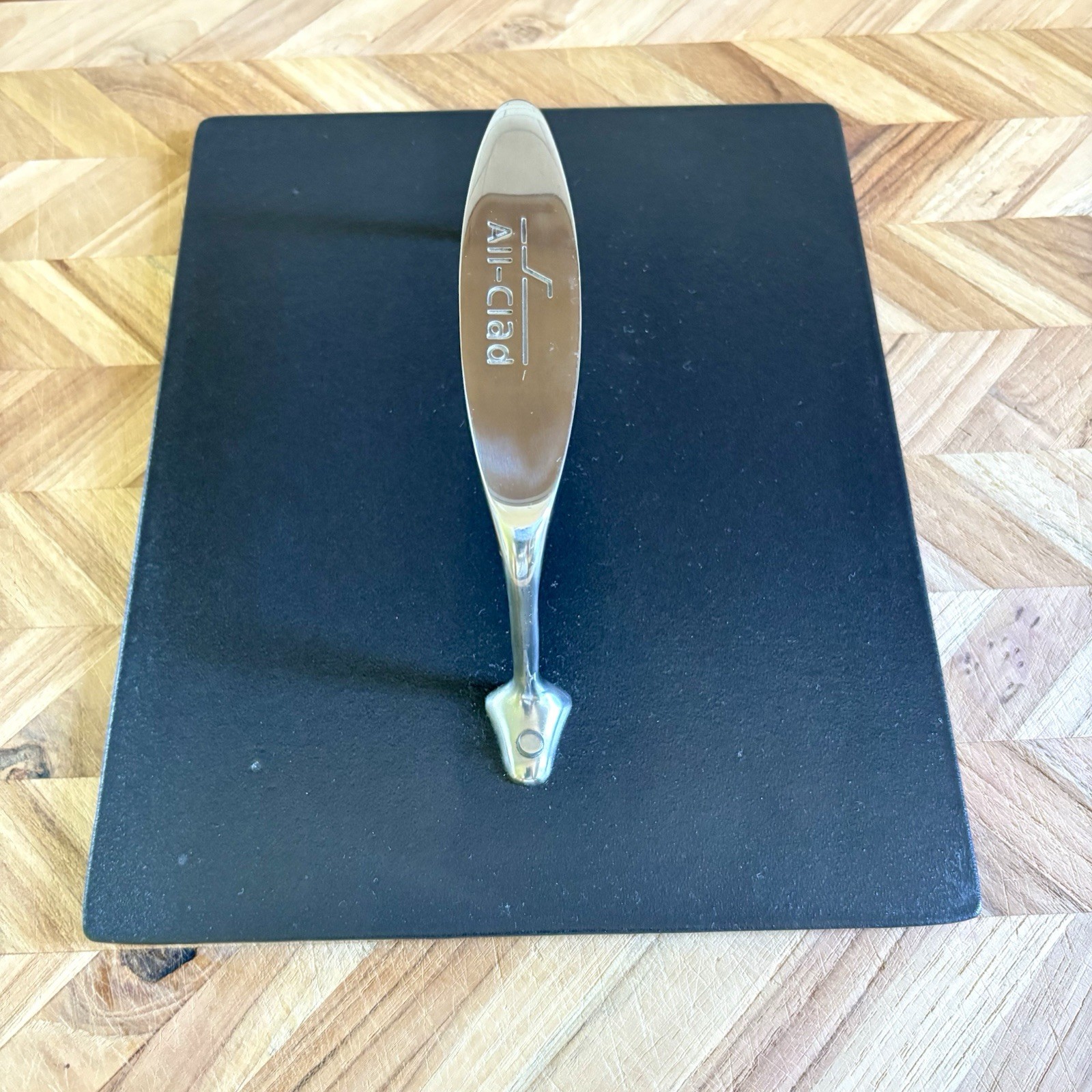 All Clad Cast Iron Burger Press / Panini Weight 10 x 8 Stainless Steel Handle gallery