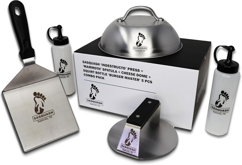 Heavy Duty 6 Inch Stainless Steel Burger Press with Flat Handle for Grilling gallery