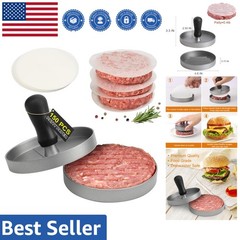 Elegant Aluminum Burger Patty Maker with 150 Wax Paper for Professional Results