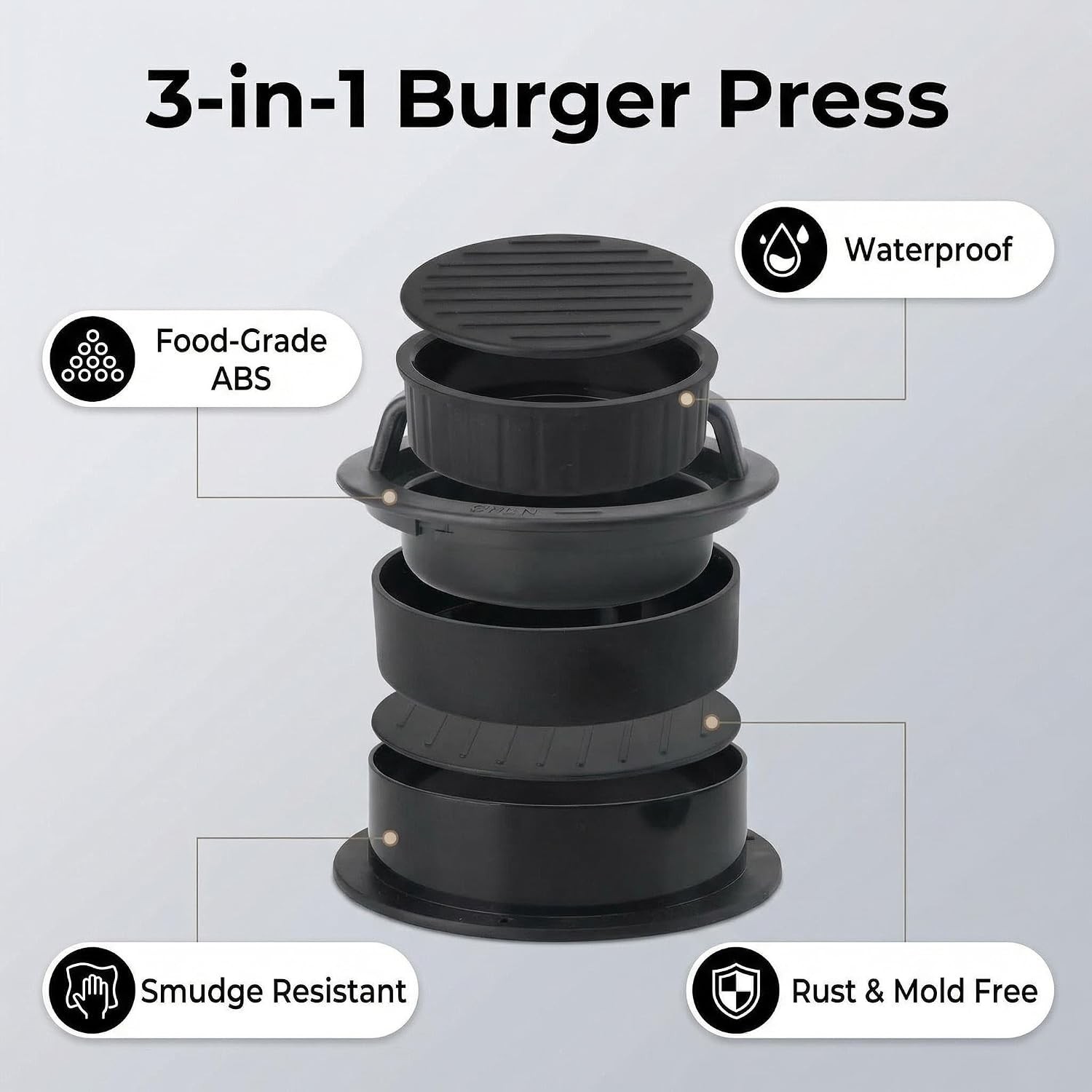 Hamburger Press Patty Maker Burger Press,Hamburger Press 3 in 1 Non Stick Patty gallery