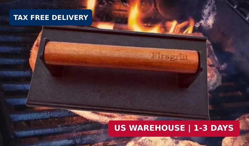 Firsgrill Burger Press 7.08" Round & 8.3"X4.3"Rectangle Heavy-Duty Cast Iron Sma gallery