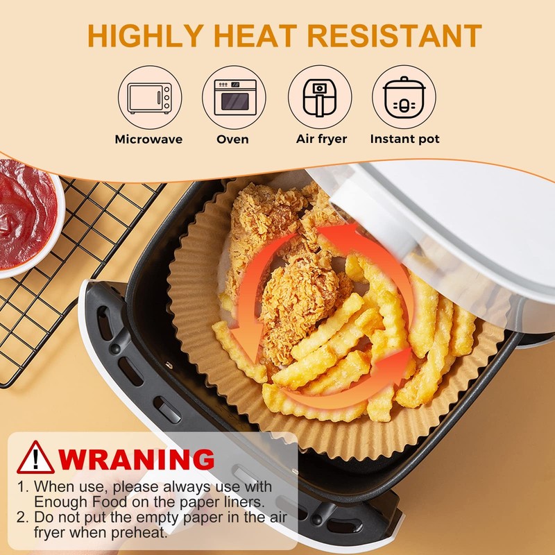 Air Fryer Paper Liners: 125Pcs Liner Disposable, 6.5"Round, Natural gallery