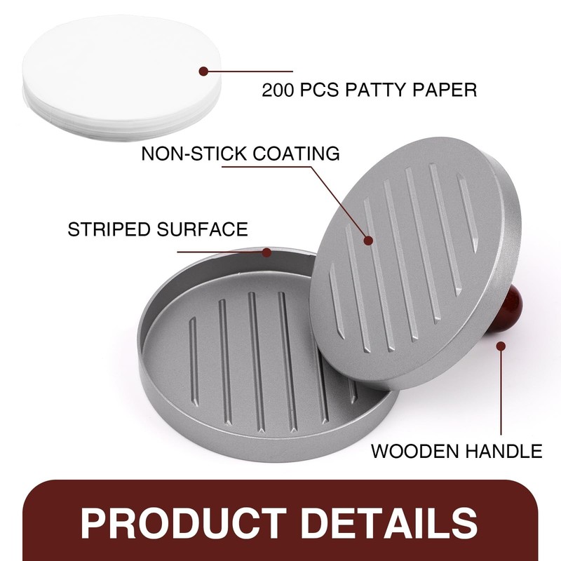 Burger Press Patty Maker, Molde para Hacer Hamburguesas, Aluminum Burger Shap... gallery