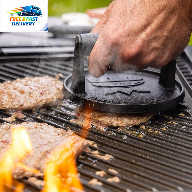 ™ - Premium Cast Iron Smash Burger Press Incl. 25 Pcs of Patty Paper, Burger Sma gallery