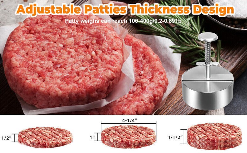 Stainless Steel Detachable BBQ Patty Maker 114MM Ideal for Perfect Hamburgers gallery