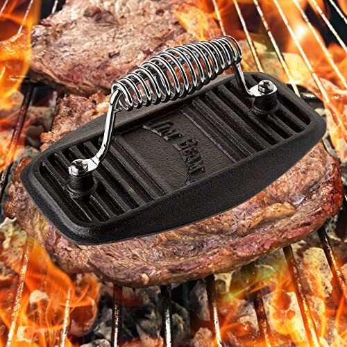Stainless Steel Cast Iron Meat Press, Pre Seasoned for Delicious Meat, Steak,... gallery