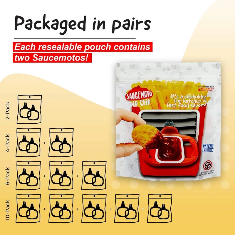 2 Pack Dip Clip In-Car Sauce Holder for Ketchup Dipping Sauces Shark Tank Black gallery