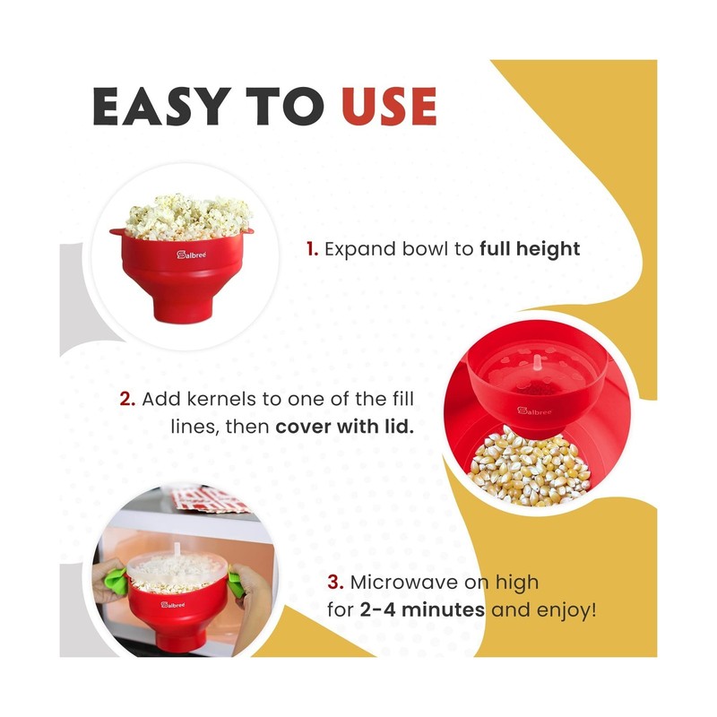 The Original Salbree Collapsible Silicone Microwave Popcorn Pop... USA FAST SHIP gallery