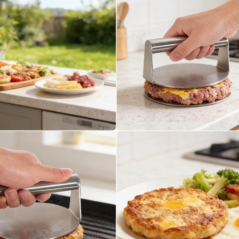 Stainless Steel Burger Press Bacon Grill Burger Smasher Non-Stick Grill Press gallery