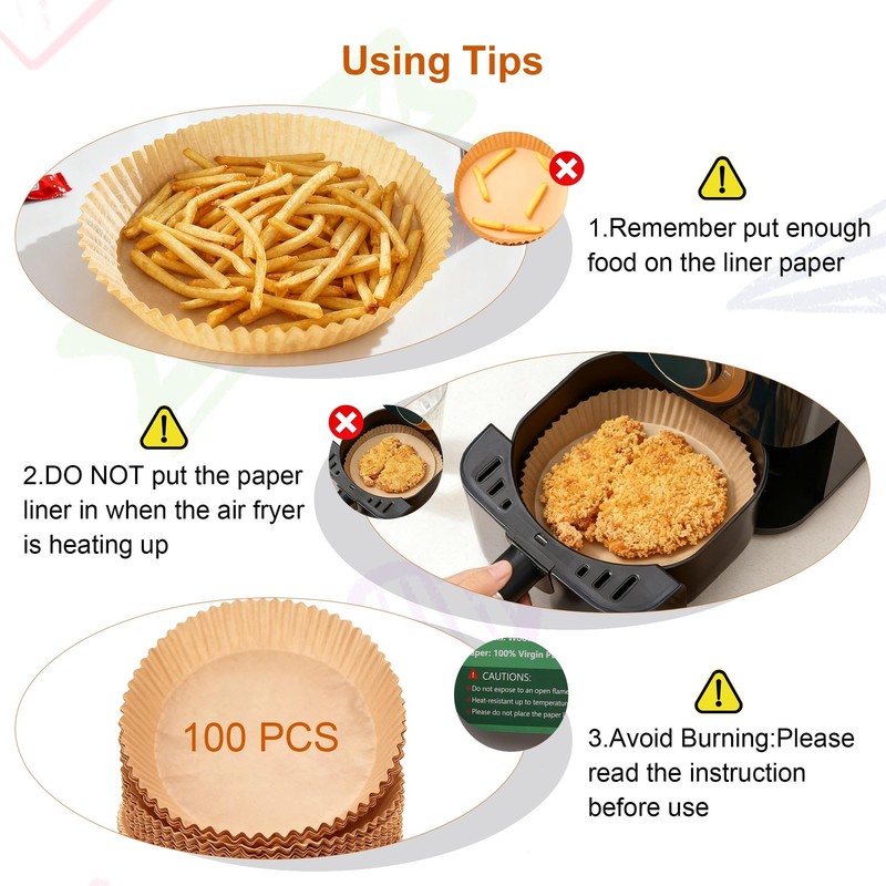 Air Fryer Liners, 100Pcs Round Parchment Paper, Cooking 6.5" Round, gallery