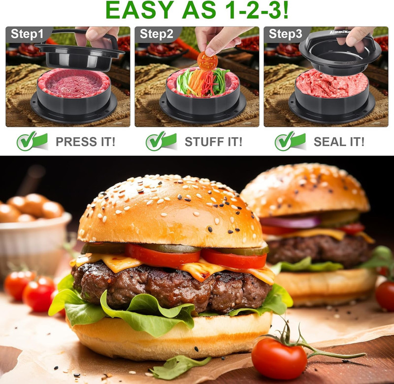 Hamburger Press Patty Maker, Hamburger Press, Burger Press, 3 in 1 Stuffed Burge gallery