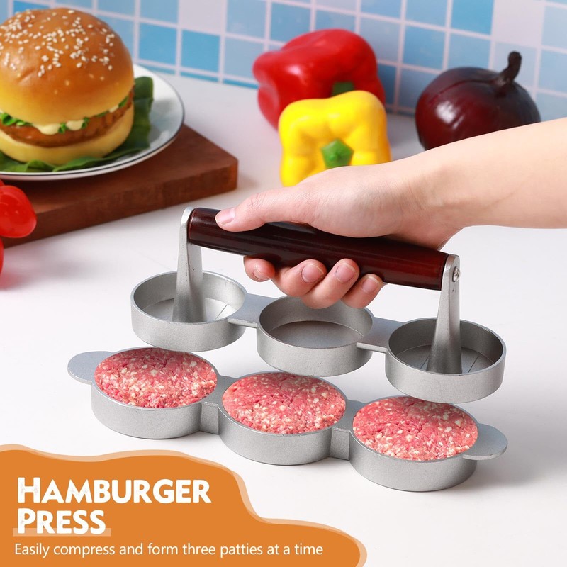 Mini Burger Press 3 Molds 2.64" Small Meat Patty Maker Round Hamburger BBQ gallery