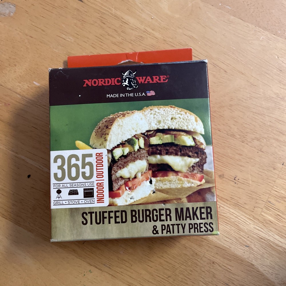 Nordic Ware 3 In 1 Stuffed Burger Maker & Patty Press Indoor Outdoor USA Vin