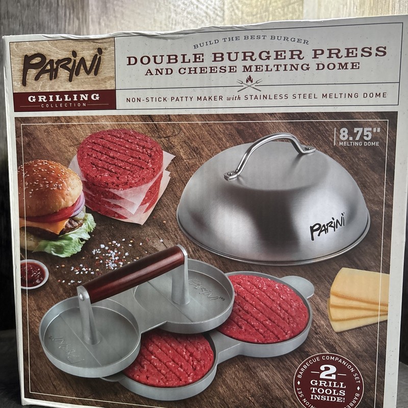 Parini Double Burger Press and Cheese Melting Dome-New in Box gallery