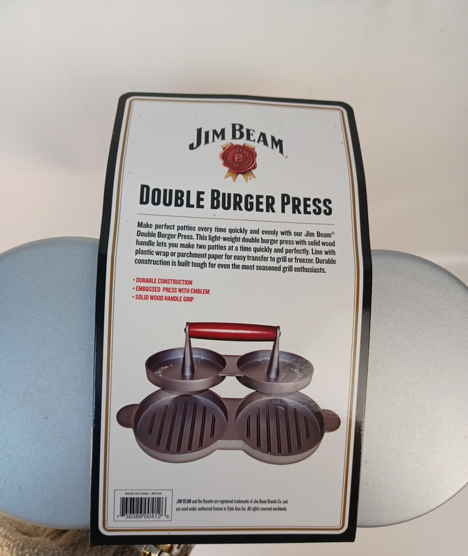 Jim Beam Non Stick Heavy Duty Aluminum Double Burger Grilling Patty Press JB0169 gallery