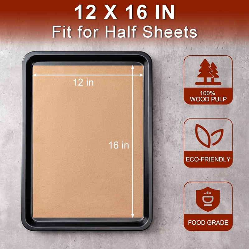 200Pcs Parchment Paper,12x16 Inches Non-Stick Precut 12x16-200PCS, Unbleached gallery