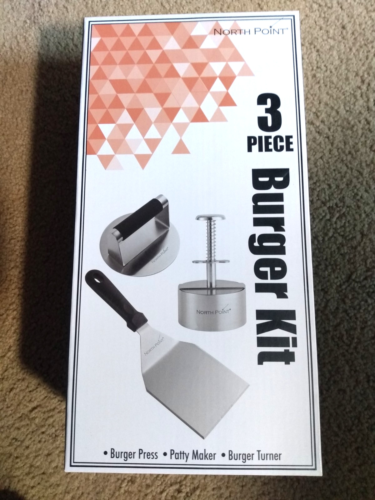 New North Point 3 Piece Stainless Steel Burger Kit with Press, Maker, Turner gallery