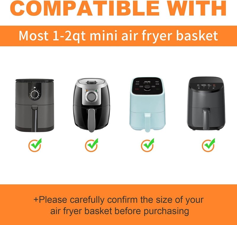 Silicone Air Fryer Liners Reusable for 1-2qt Fryers, mini, Red&Blue&Grey gallery