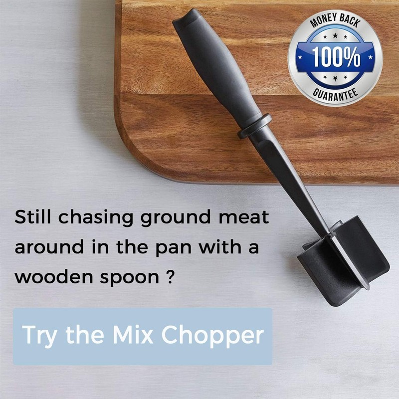 Meat Chopper, 5 Curve Blades Ground Beef Masher, Heat Resistant 1Pack, Black gallery