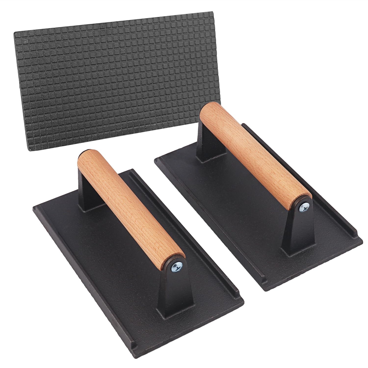 3 PCS Cast Iron Grill Press Set Heavy Duty Steak Burger 8.26x4.3 Inch Handle gallery