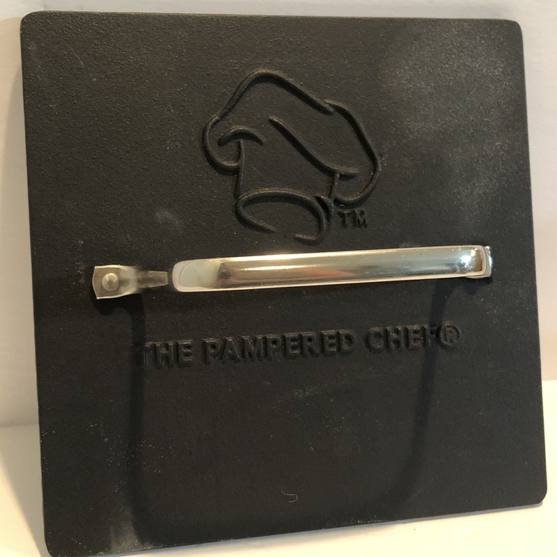 Pampered Chef Cast Iron Grill Press #2875 8.5” Burger Sandwich Panini Bacon gallery