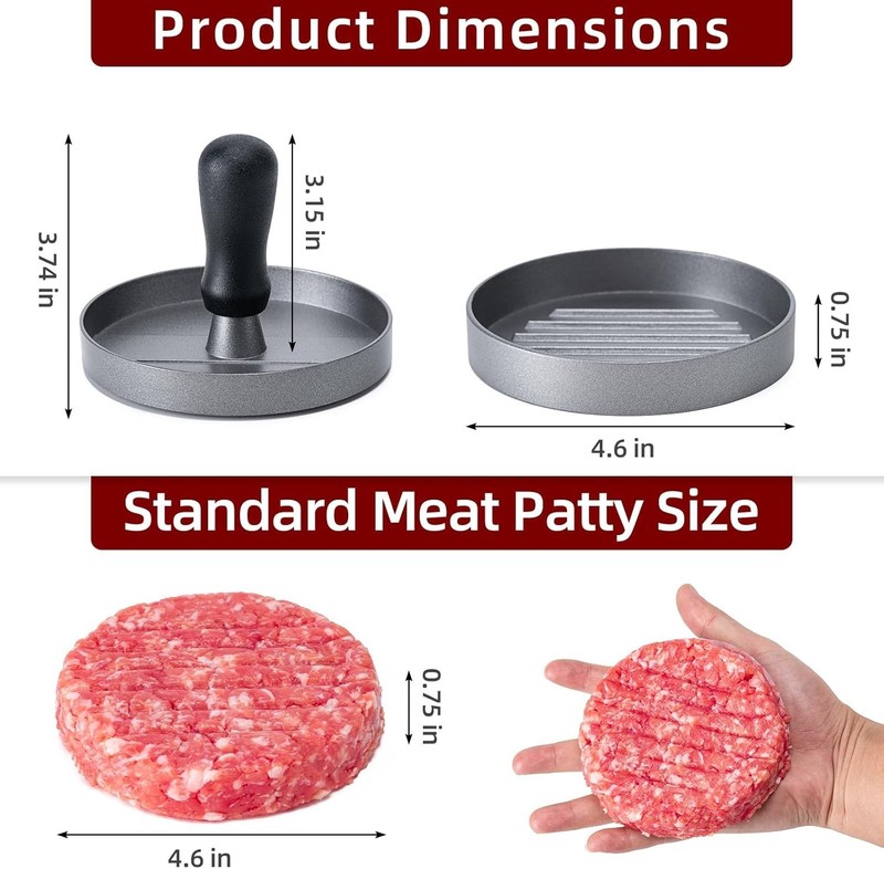 Non-Stick 4.6" Burger Press Patty Maker - Aluminum Hamburger Smasher 100 Papers gallery
