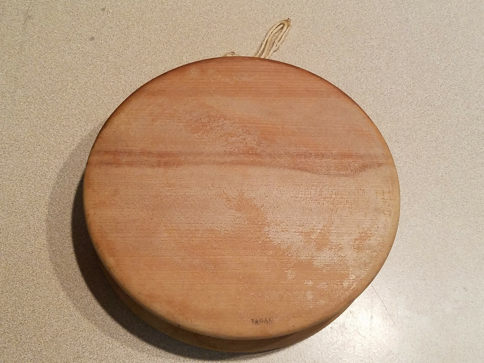 VINTAGE WOOD HAMBURGER PRESS MADE IN JAPAN w/ BULL PAINTED GRAPHIC gallery