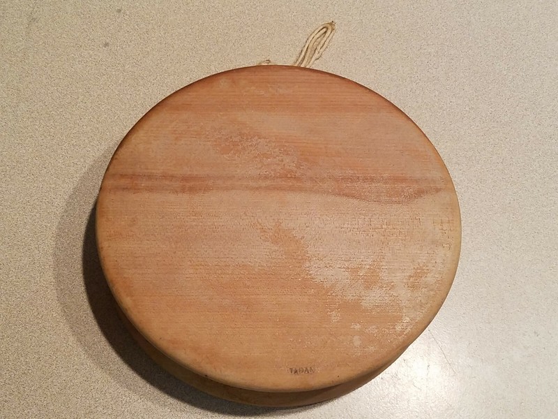 VINTAGE WOOD HAMBURGER PRESS MADE IN JAPAN w/ BULL PAINTED GRAPHIC gallery
