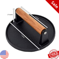 Grill Steak Press Flat BBQ Hamburger Bacon Cast Iron Heavy Weight Meat Patty Rou