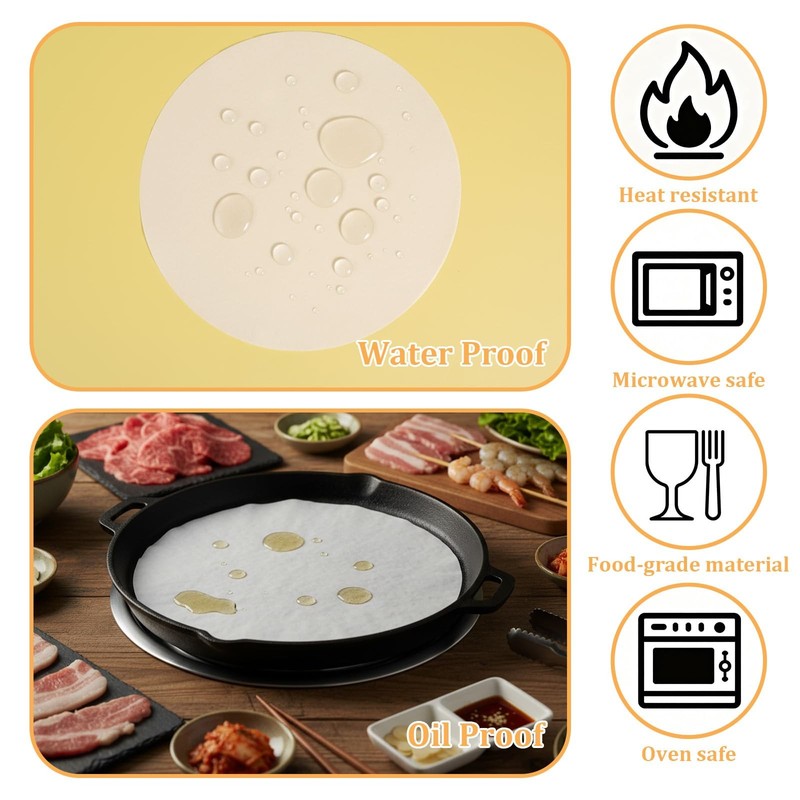 8 Inch Parchment Paper Rounds, 200Pcs Precut Baking White, White gallery