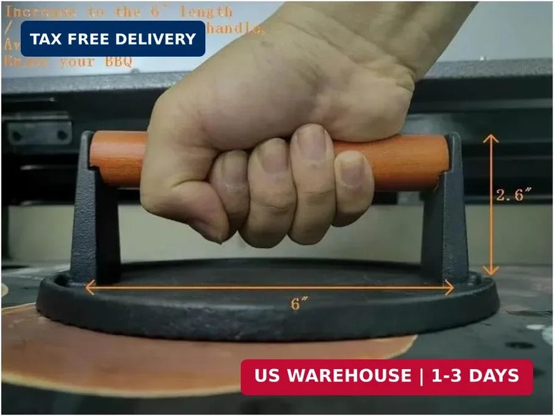 Firsgrill Burger Press 7.08" Round & 8.3"X4.3"Rectangle Heavy-Duty Cast Iron Sma gallery