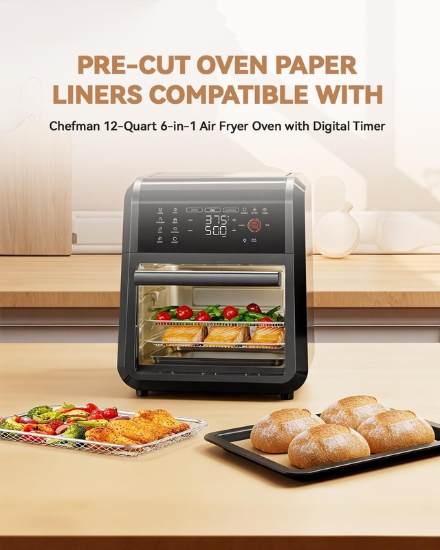 125PCs Air Fryer For Chefman 12QT Oven, Unbleached Parchment Paper gallery
