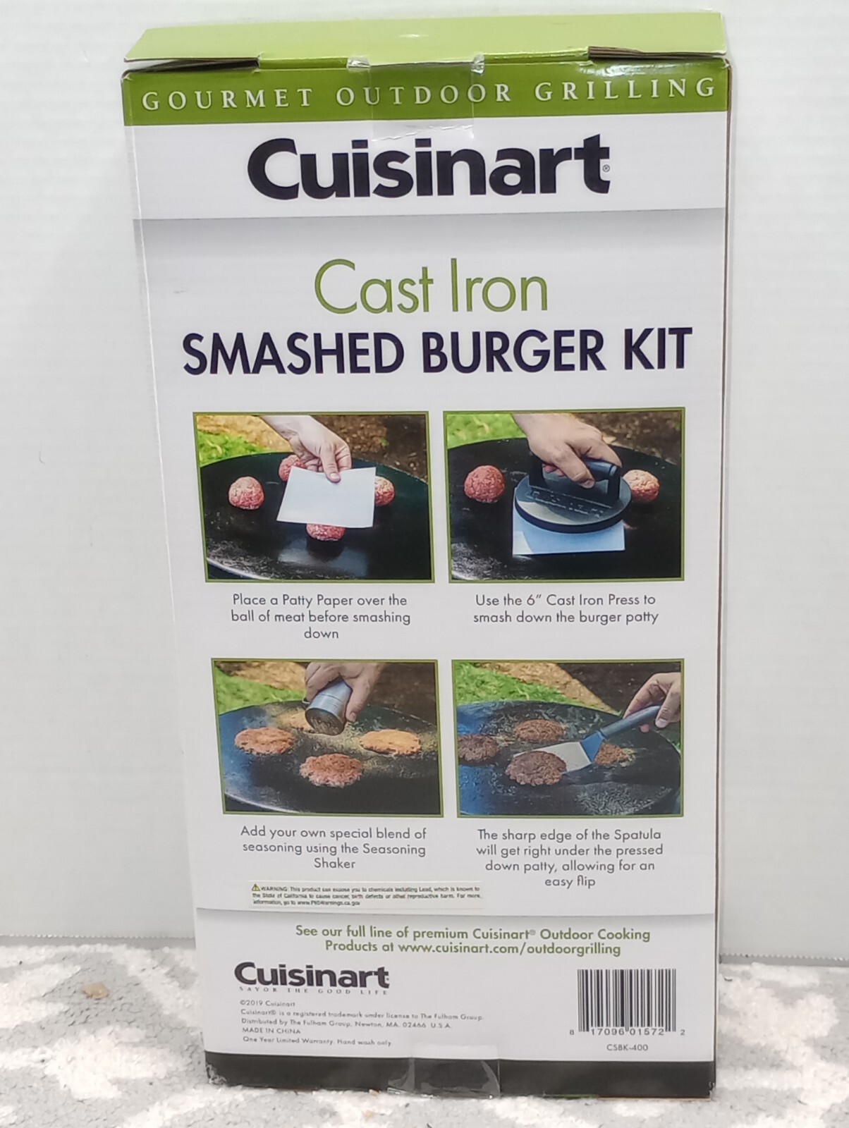 NIB Cuisinart Cast Iron Smashed Burger Kit Items Included Listed In Photo 1 gallery
