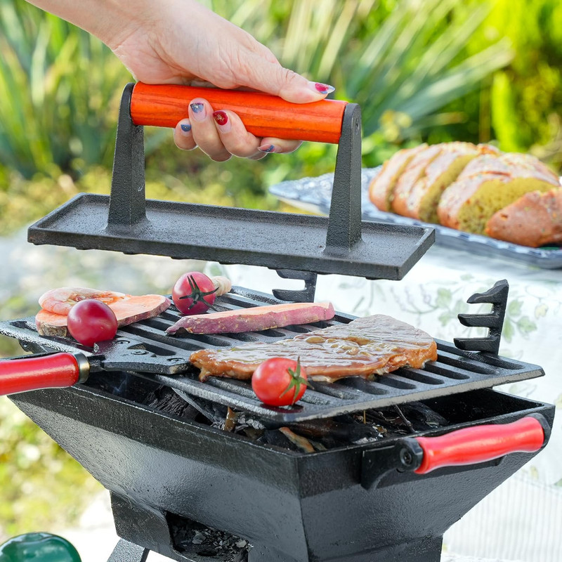 Heavy Duty Cast Iron Grill Press, 8.7" X 4.3" Rectangel Burger Press Bacon Smash gallery