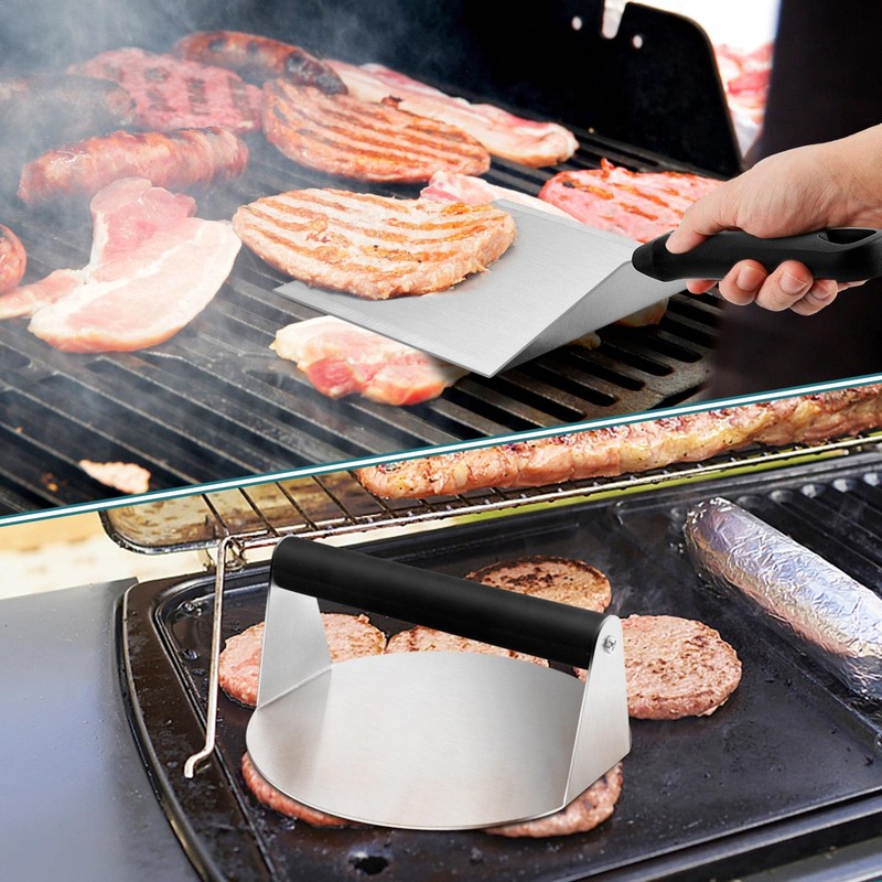 Hamburger Spatula & 7 Inch Round Burger Press Heavy Duty Griddle Metal Turner... gallery