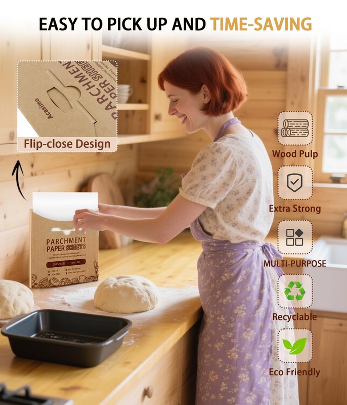 200PCS Parchment Paper Sheets, 10x10in, Squares Baking 10x10 in, White gallery