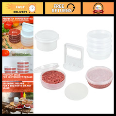 4-in-1 Hamburger Press Patty Maker, Burger Mold & Storage Containers – BBQ Tool