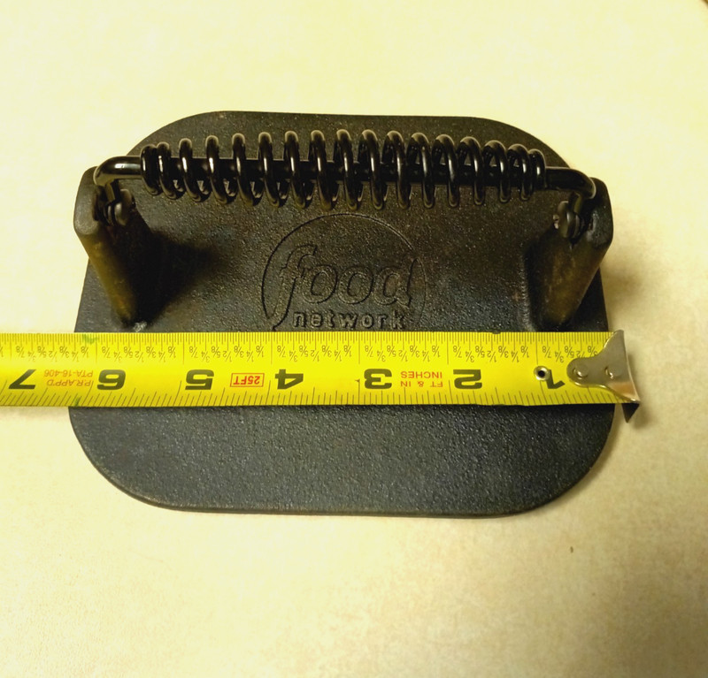 Cast Iron Grill Press FOOD NETWORK 6” Wide Searing Meats Cooking Kitchen gallery