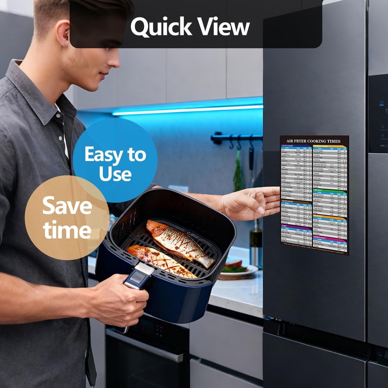 Air Fryer Cooking Times Magnetic Chart - 2-Piece Chart, Black gallery