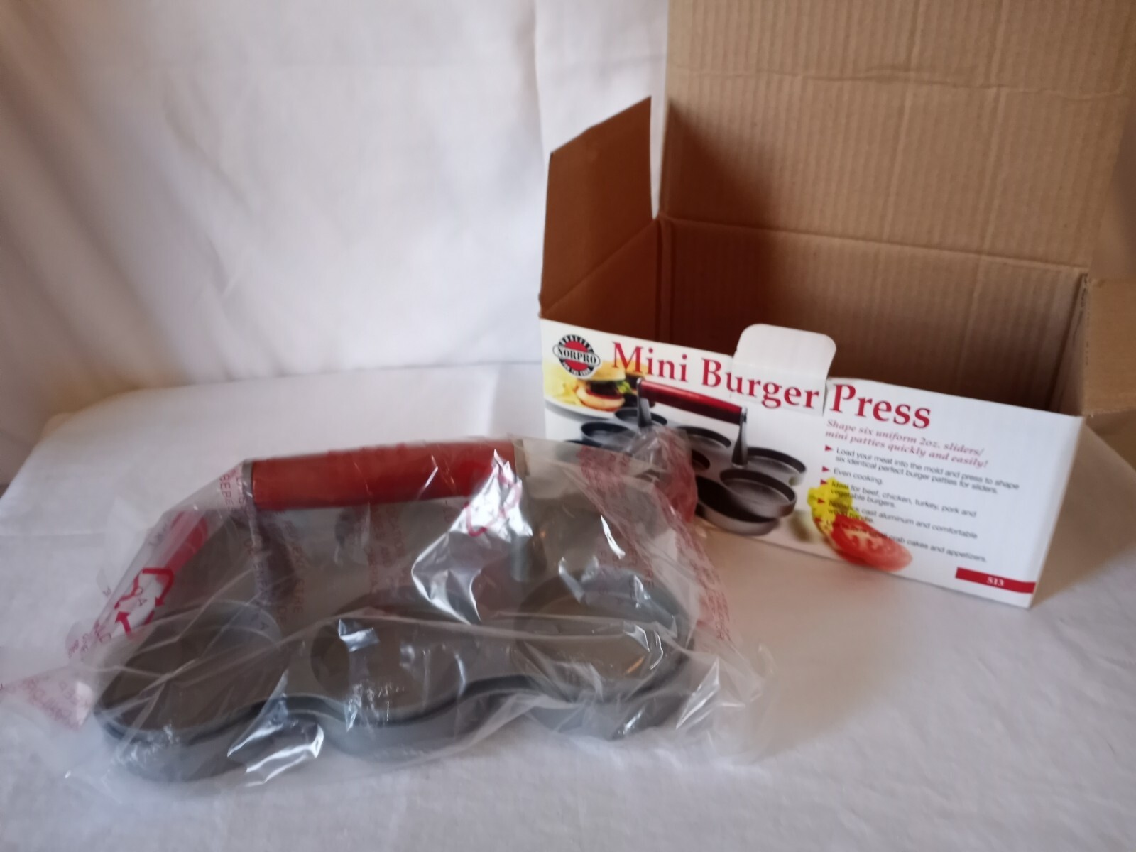 Norpro Mini Burger Press for 6-20oz Sliders, Non Stick Aluminum w/ Wooden Handle gallery