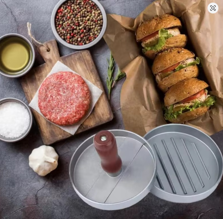 Burger Press Non-Stick Hamburger Patty Maker with Wax Paper Aluminum Burger Make gallery