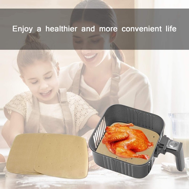 Air Fryer Parchment Paper Liners（10"×10"） Square 100Pcs 10 x 10 inches, Brown gallery