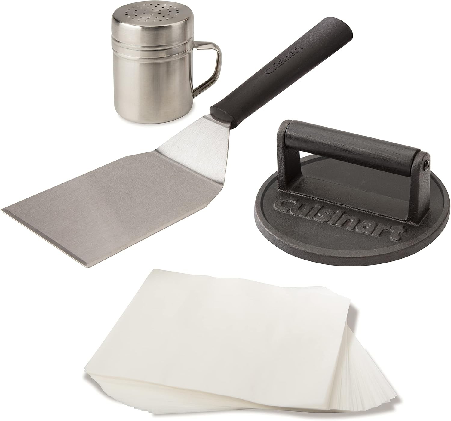 Smash Burger Kit, Cast Iron Press, Spatula, Seasoning Shaker and Patty Papers gallery